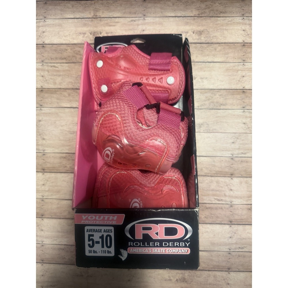 New RD (Roller Derby) Youth Protective Pad Set (Knee/Elbow/Wrist) Ages 5-10 pink